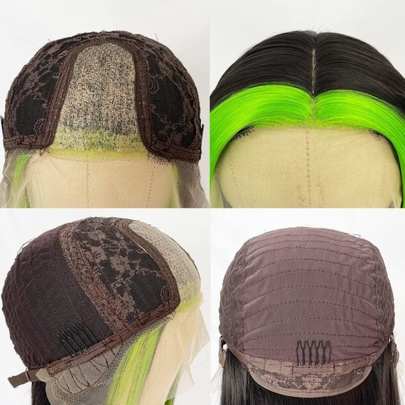 Green Highlight Straight Lace Front Wig - Picture 4 of 5